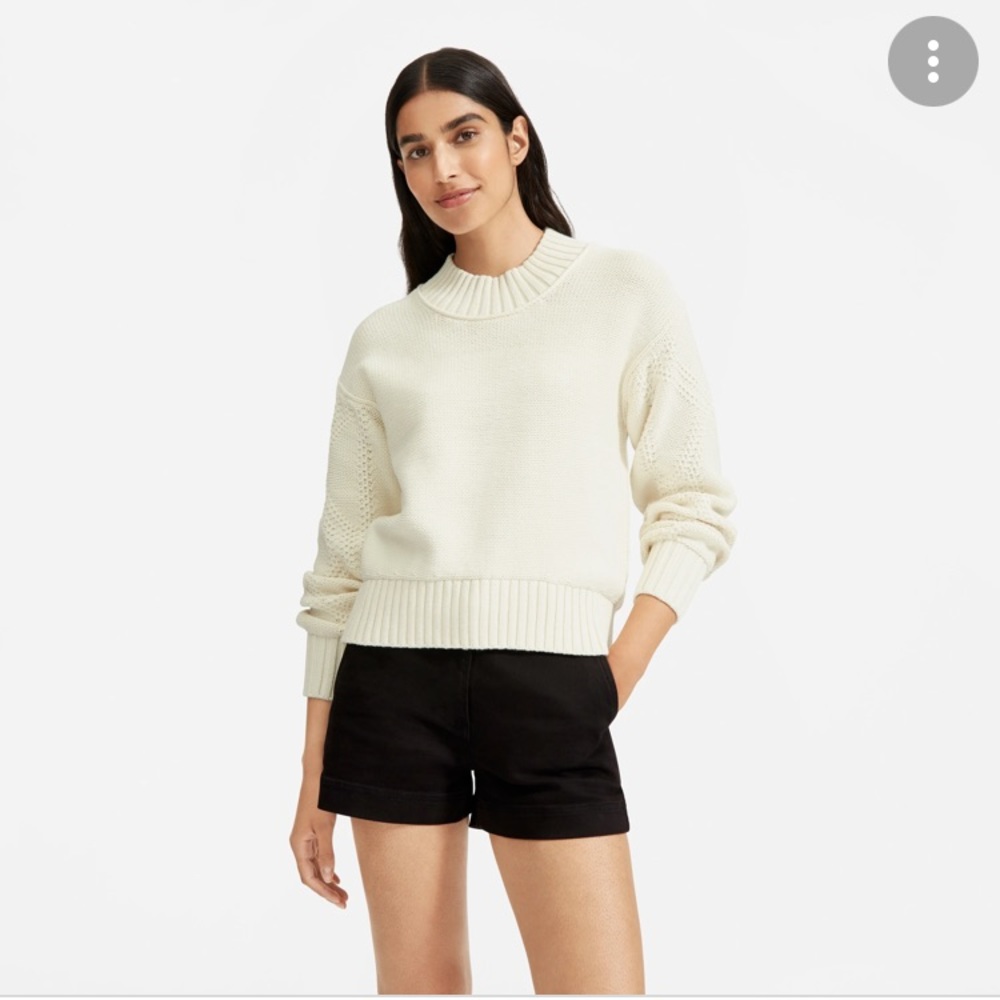 Everlane White Mock Neck Pullover Sweater